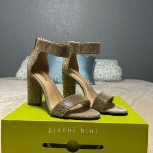 Gianni Bini Glittering Gold Block Heels